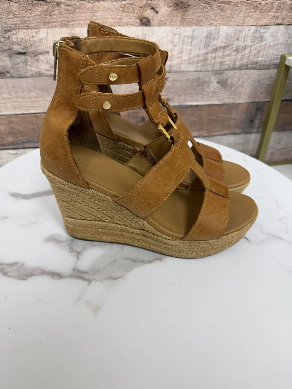 UGG Leather Wedge Kolfax Sandal
